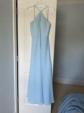 Azazie Light Blue Halter Bridesmaid Gown